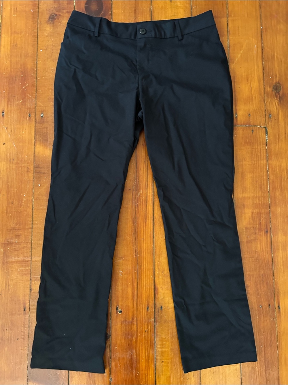 Lee Relaxed Fit Straight Leg Mid Rise Black Trouser Wrinkle Free Size 14
